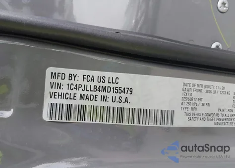 2021 Jeep Cherokee Latitude Plus Fwd from USA, damaged, VIN 1C4PJLLB4MD155479